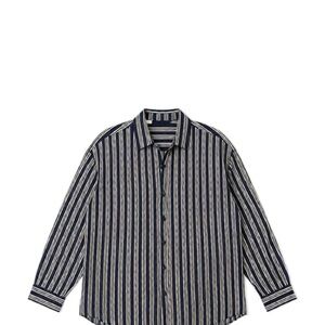 Navy and White Striped Women's Button Down Shirt